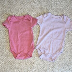 Baby Girls Short-Sleeve One-Piece Bodysuits - Pink & Light Purple